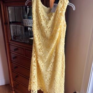 Ralph Lauren Yellow Floral Lace Midi Dress